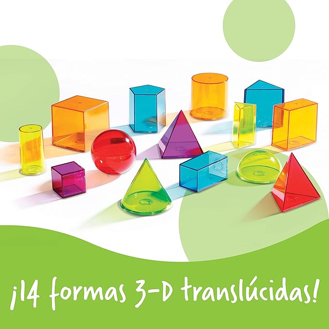 Learning Resources View-Thru Geometric Solids - Classroom Must Haves, Teacher Supplies, Geometry Set, Pattern Blocks, Homeschool, 3d School Shapes For Teaching, Math Manipulatives Essentials