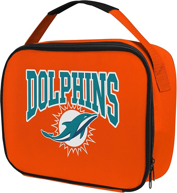 FOCO NFL Unisex-Adult Officially Licensed Wordmark Team Color Big Logo Football Zip Closure 7L Lunch Bag - Miami Dolphins
