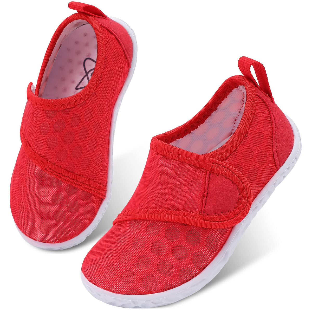 LeIsfIt Kids Water Shoes Toddler Girls Boys Swim Shoes Outdoor Quick-Dry Breathable Aqua Socks for Beach Pool Surf, Red, 12 Little Kid