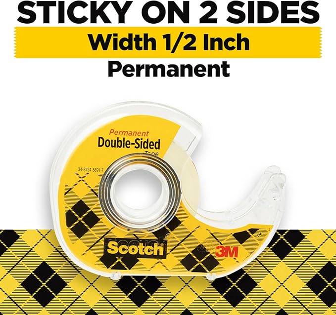 Scotch Permanent Double Sided Tape, Card Making and Holiday Scrapbooking Supplies, Alternative to Gift Wrap Tape for Wrapping Presents, 0.50 in. x 500 in., 6 Rolls with Dispensers
