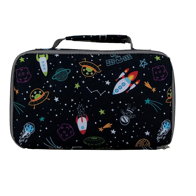 Nuby Lunchbox with Insulated Travel Bag - Bento Lunch Box - 3+ Years - Galactic Design - Back to School Essentials