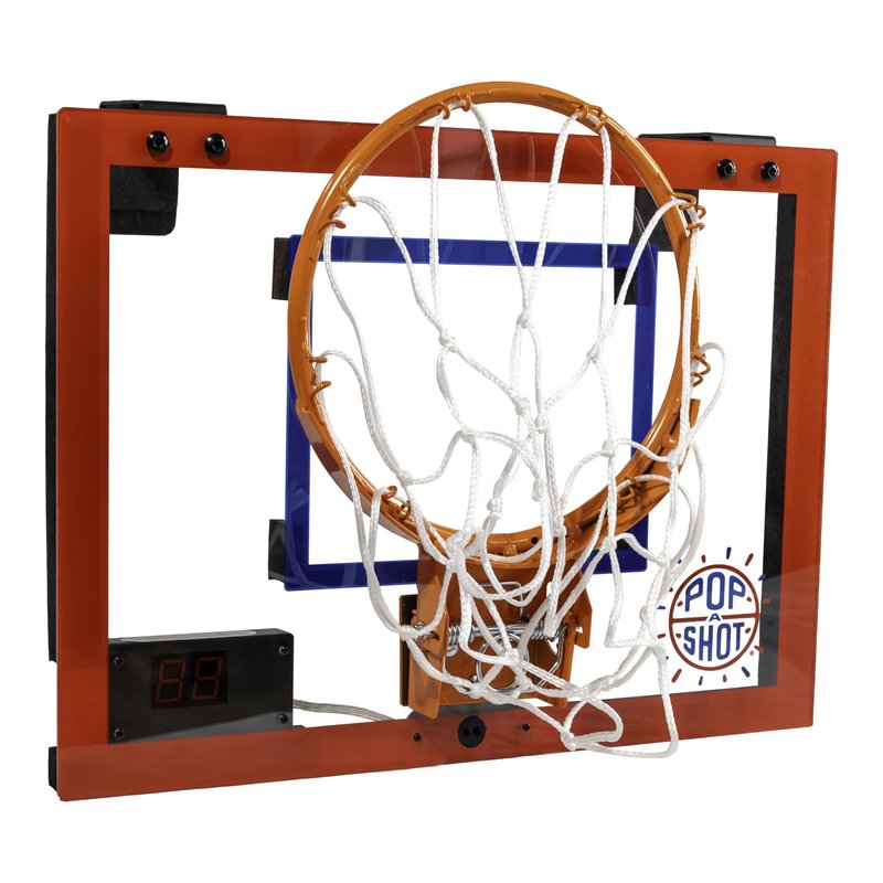 Pop-A-Shot Super Slam Over The Door Mini Basketball Hoop for Adults | 2 Included Basketballs and Pump | Built for Dunks | Breakaway Rim | Shatter Resistant Backboard | 17x12.5 Inches