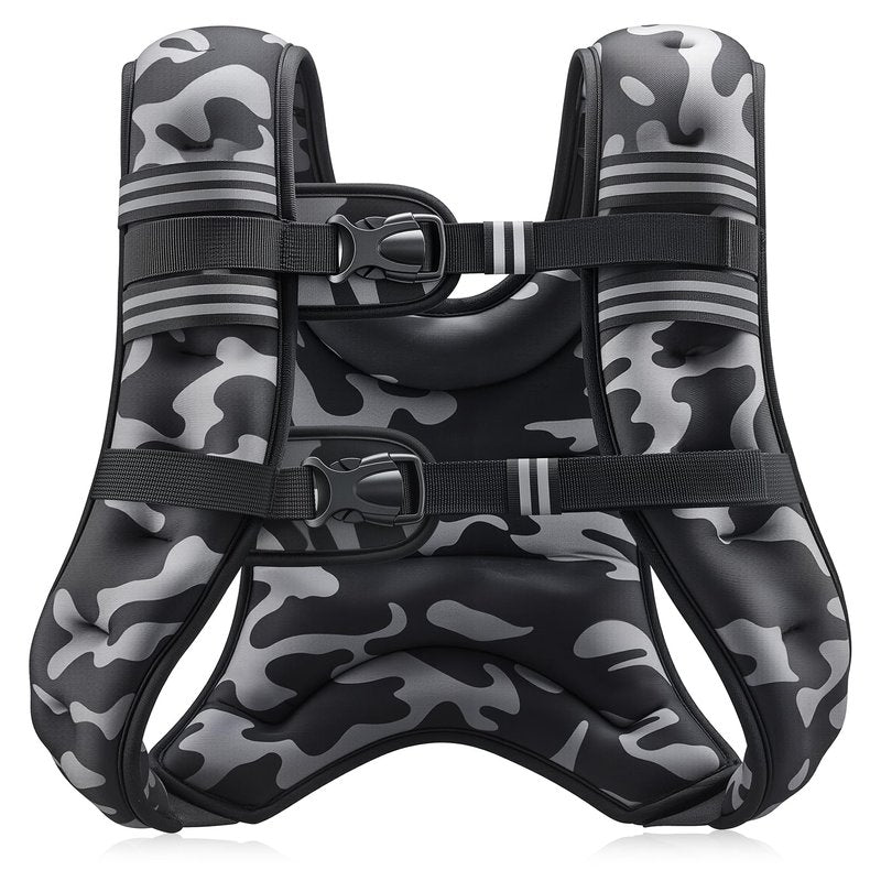 ZELUS Weighted Vest, 6lb/8lb/12lb/16lb/20lb/25lb/30lb Weight Vest for Men Women with Storage Pocket Reflective Strips for Workout Strength Training Running Muscle Building, Black Camo (25 lb)