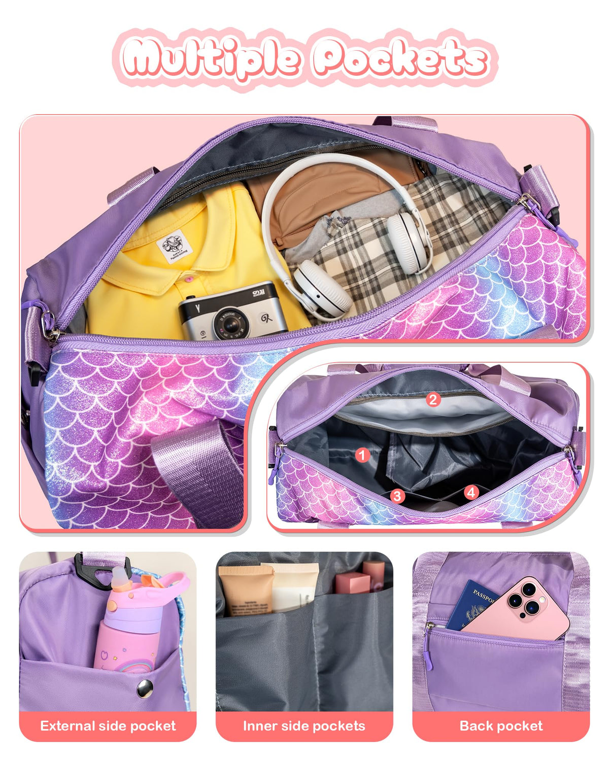 Vogewood Birthday Gift for Granddaughter-Girl Gym Bag with Shoe Compartment
