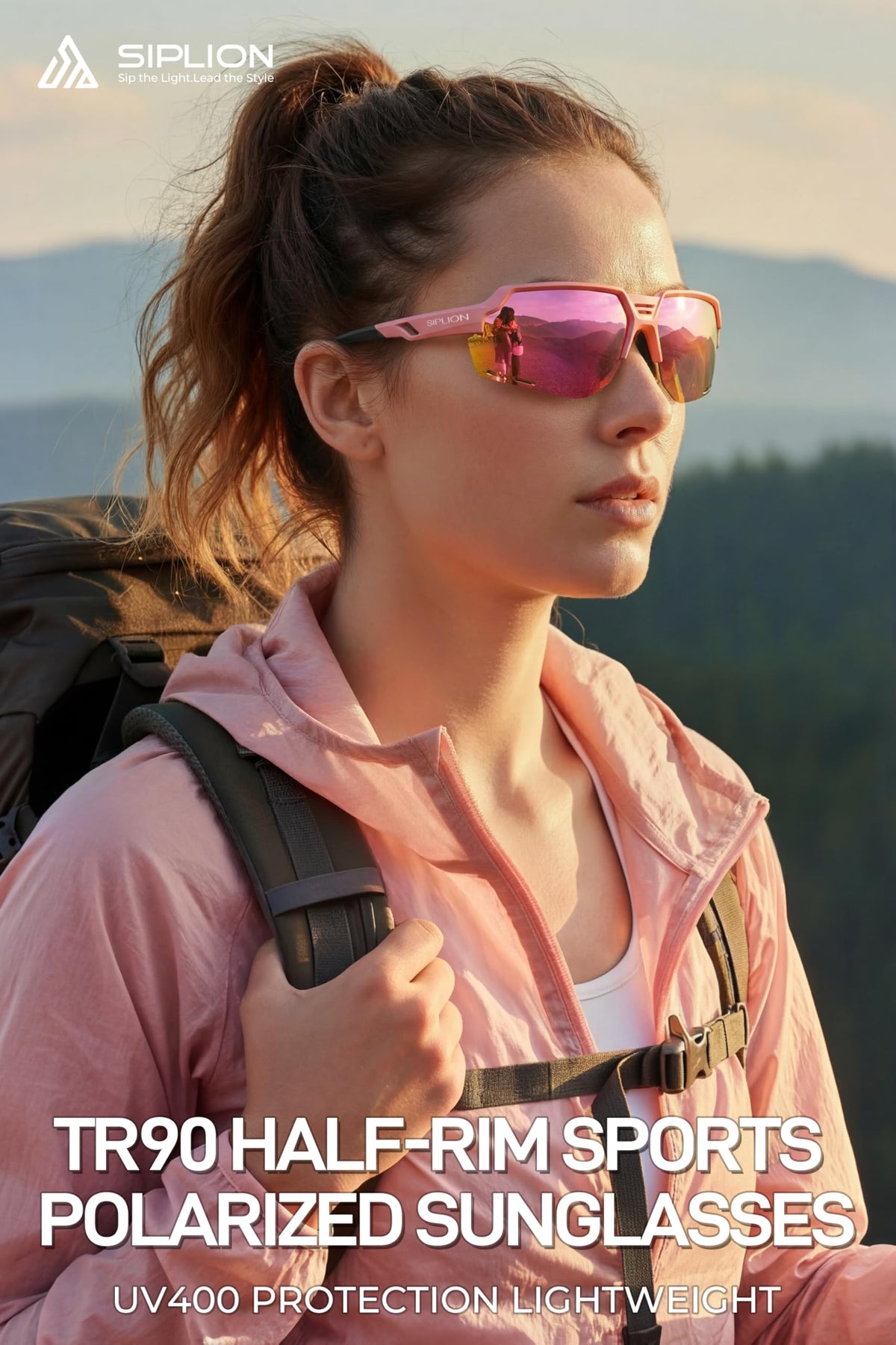 SIPLION Polarized Sunglasses Women Sports: UV400 Protection TR90 Frame Anti-Slip Wrap-Around for Driving Fishing Golf Running KD03-05 C9