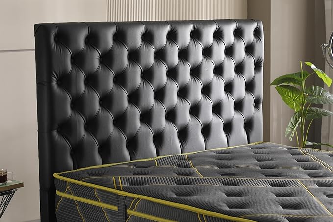 Ottomanson Twin 13" Luxury Black vMustard Eurotop Mattress - Inspired by The Roman Empire - Medium-Firm Hybrid Comfort - Made in USA - Premium Quilted Cover - Fiberglass-Free - Bed in a Box
