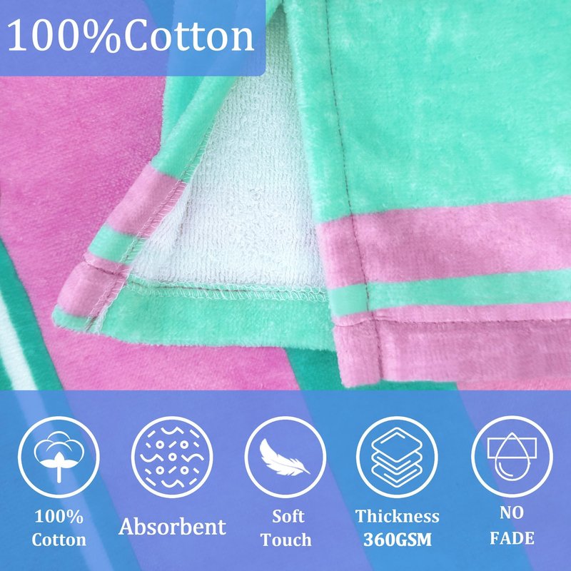 Hooded Towel Robe for Girl Teens (8-14 Years,36"X26") | Premium 100% Cotton Oversized Poncho Towel for Big Kids | Super Absorbent Hooded Towel Dress for Pool, Beach, Bath & Swim | Striped Design