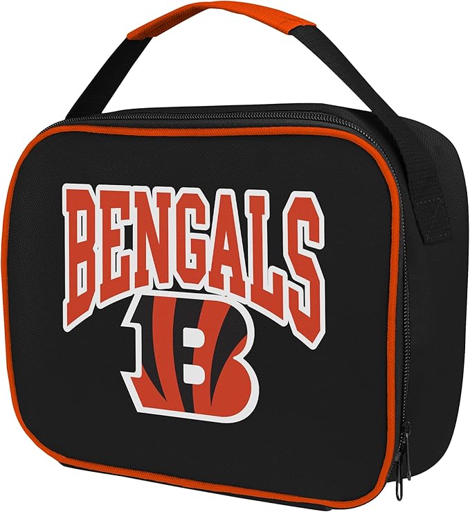 FOCO NFL Unisex-Adult Officially Licensed Wordmark Team Color Big Logo Football Zip Closure 7L Lunch Bag - Cincinnati Bengals