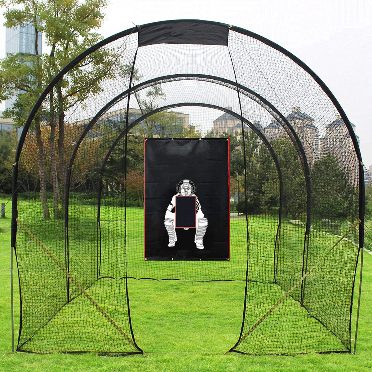 Supvision Batting Cage Backstop with Strike Zone Heavy Duty PVC Coated Oxford Fabric Vinyl Baseball Backstop with Catcher Softball Pitcher Training Equipment Aid (4 x 6 Ft-600D)