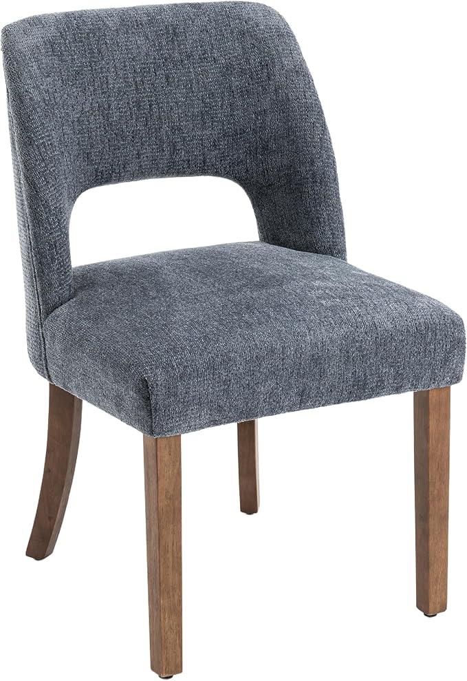 VKNOW Wooden Dining Chairs Set of 4, Modern Fabric Upholstered Dining Room Chair Kitchen Chairs, Farmhouse Dinner Chair for Kitchen Dining Room, Navy