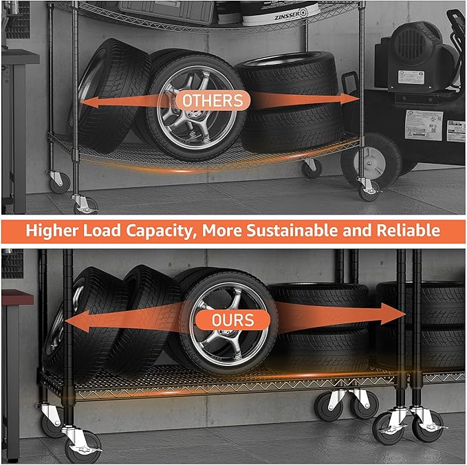 Garage Shelving 5 Tier Industrial Metal Shelving Units for Commercial, Basement, Pantry, Warehouse, School, Black Heavy Duty Easy Assembly 23.6" D x 53.2" W x 73.6" H