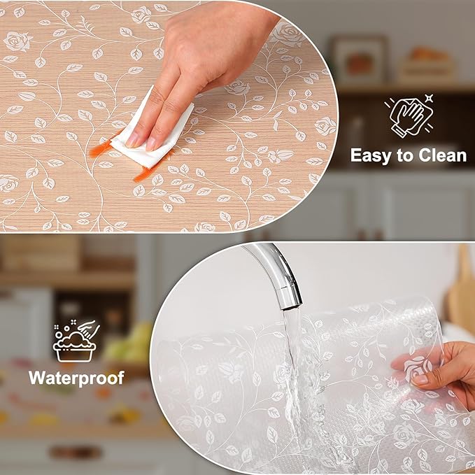 Cooyes Shelf Liner – Premium Non-Adhesive Cabinet & Drawer Liner for Kitchen – Waterproof Shelf Paper with Modern Pattern – Durable EVA Cabinet Mat – Easy to Cut （12" W x 360" L）