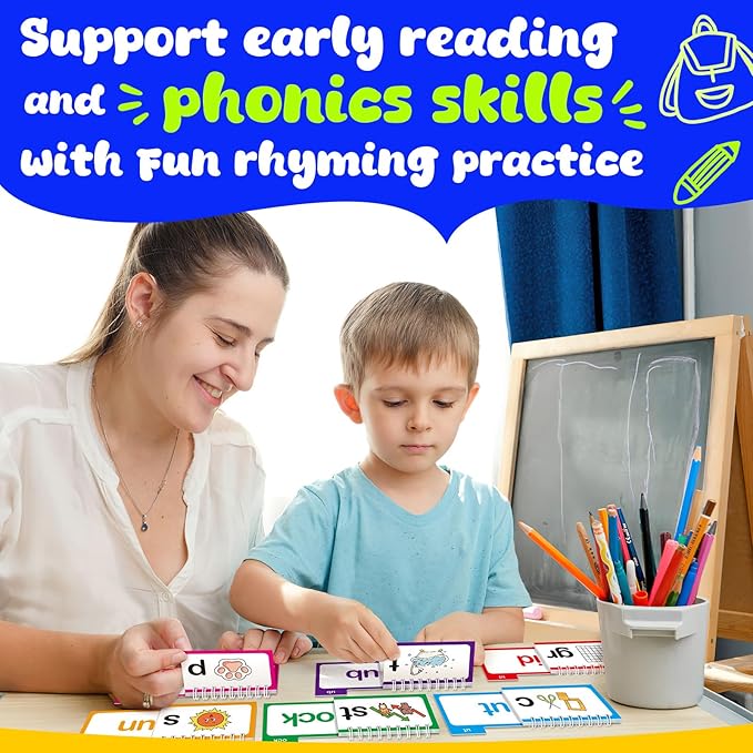 30 Read and Rhyme Flip Books,Word Family Build Book,Learn to Read Phonics Flash Cards,Sight Words Flash Cards Kindergarten Classroom Homeschool Learning Book,Phonics Flashcards,Reading Games