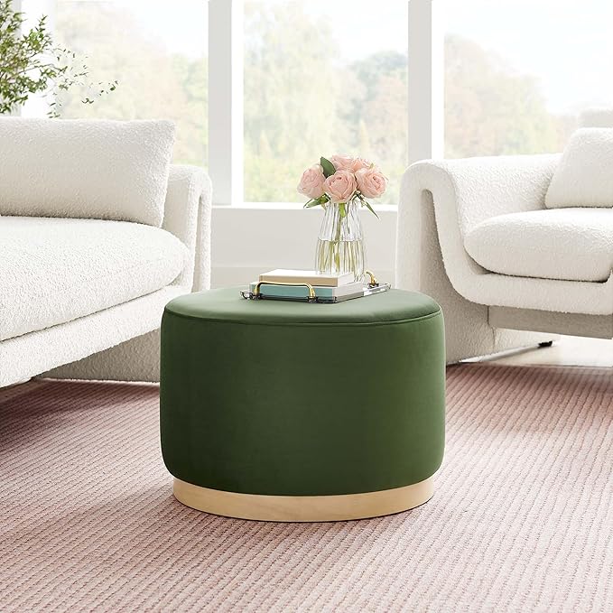 Modway Large 23" Round Performance Velvet Upholstered Upholstered Ottoman