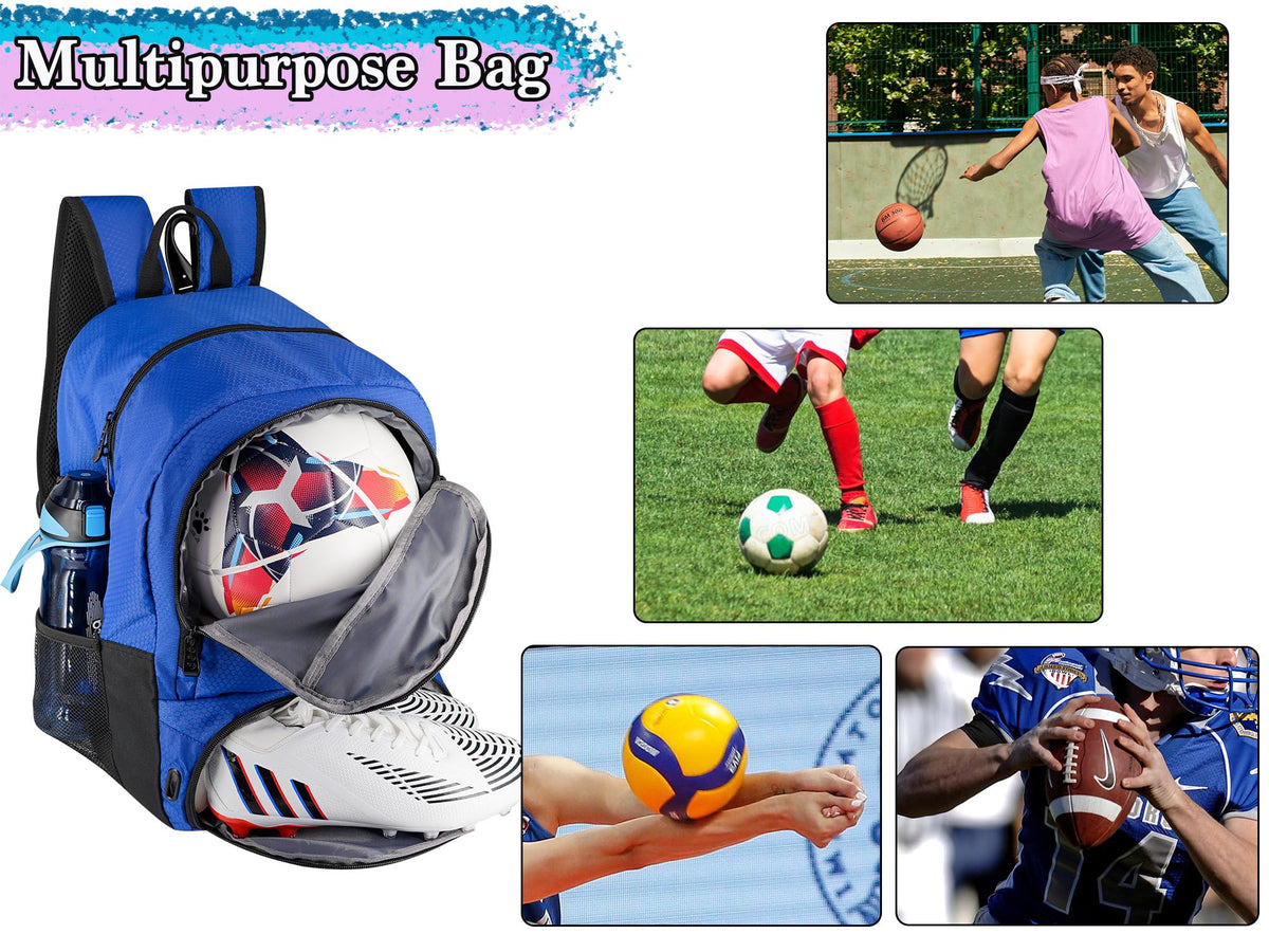 Moonlike Youth Soccer Bag, Soccer Backpack for Football Volleyball Basketball, Backpack with Ball Compartment and Ball Holder (Green)