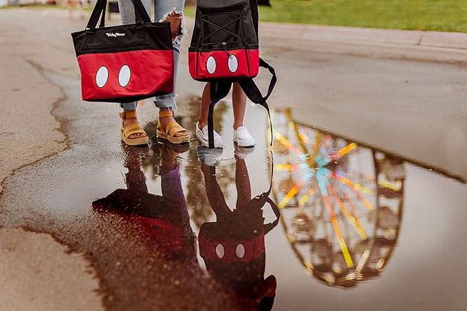 Picnic TIME Disney Mickey Mouse Backpack Cooler, Insulated Leakproof Soft Cooler Backpack, Waterproof Lunch Bag, Portable Hiking Backpack Ice Chest for Picnic, Beach, Camping & Travel (Black Red)