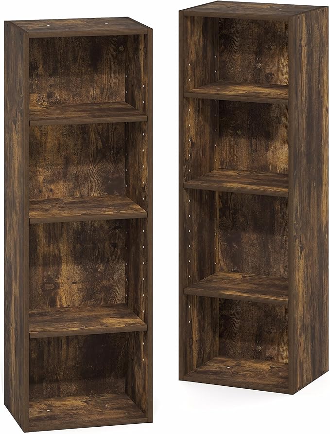 Furinno PASIR Book Shelf, 8-Tier Bookshelf, Bookcase with Open Shelf, 9.3 x 11.8 x 70.9, for Living Room, Bedroom, Home Office, Amber Pine