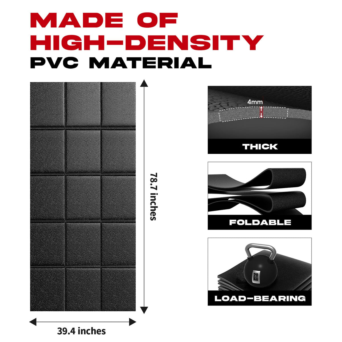 Walking Pad Mat for Carpet, Treadmill Mat for Hardwood Floors, Bike Mats Compatible with Peloton – Non-Slip Exercise Mats, Shock Absorbing & Floor Protection for Home Gym Use (84" Lx 36" W x0.24 Th)