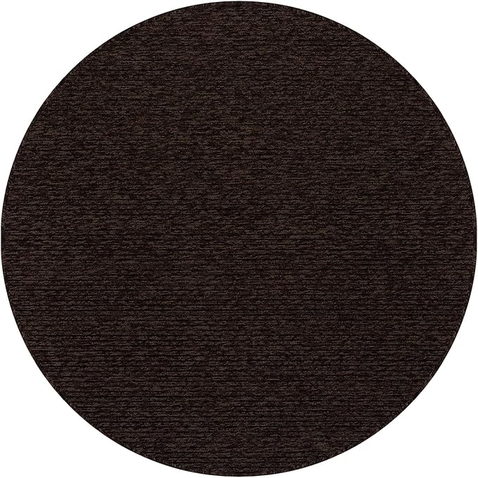 Non Slip Brown Solid Rubber Back Thing Rug for Living Room 4 Round Area Rugs for Kitchen, Rugs for Bedroom, Stain Resistant Easy Cleaning Non Shedding Carpet Brown 4 Round