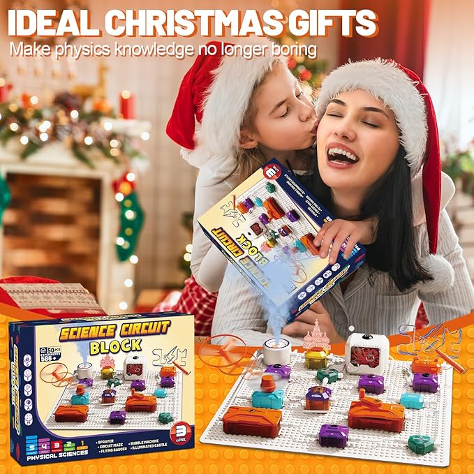 Science Kits for Kids - STEM Kits for Kids, Electronics Exploration Kit, Over 420 Projects, 50 Circuit Parts with Bubble Maker，Fan & Flying Helicopter, STEM Educational Toy Gifts for Boys& Girls