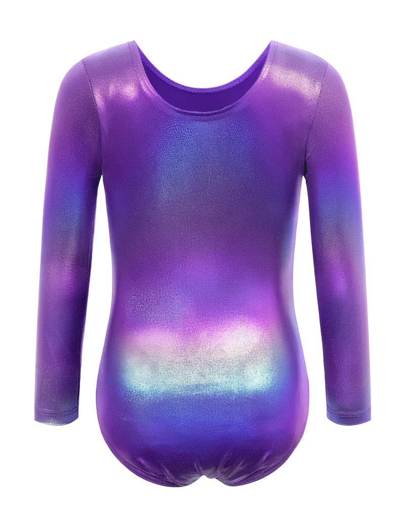 Nokecina Leotard for Girls Gymnastics Tumbling Outfit Size 3t 4t Sparkle Purple Little Kids Long Sleeve Bodysuits