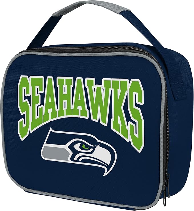 FOCO NFL Unisex-Adult Officially Licensed Wordmark Team Color Big Logo Football Zip Closure 7L Lunch Bag - Seattle Seahawks