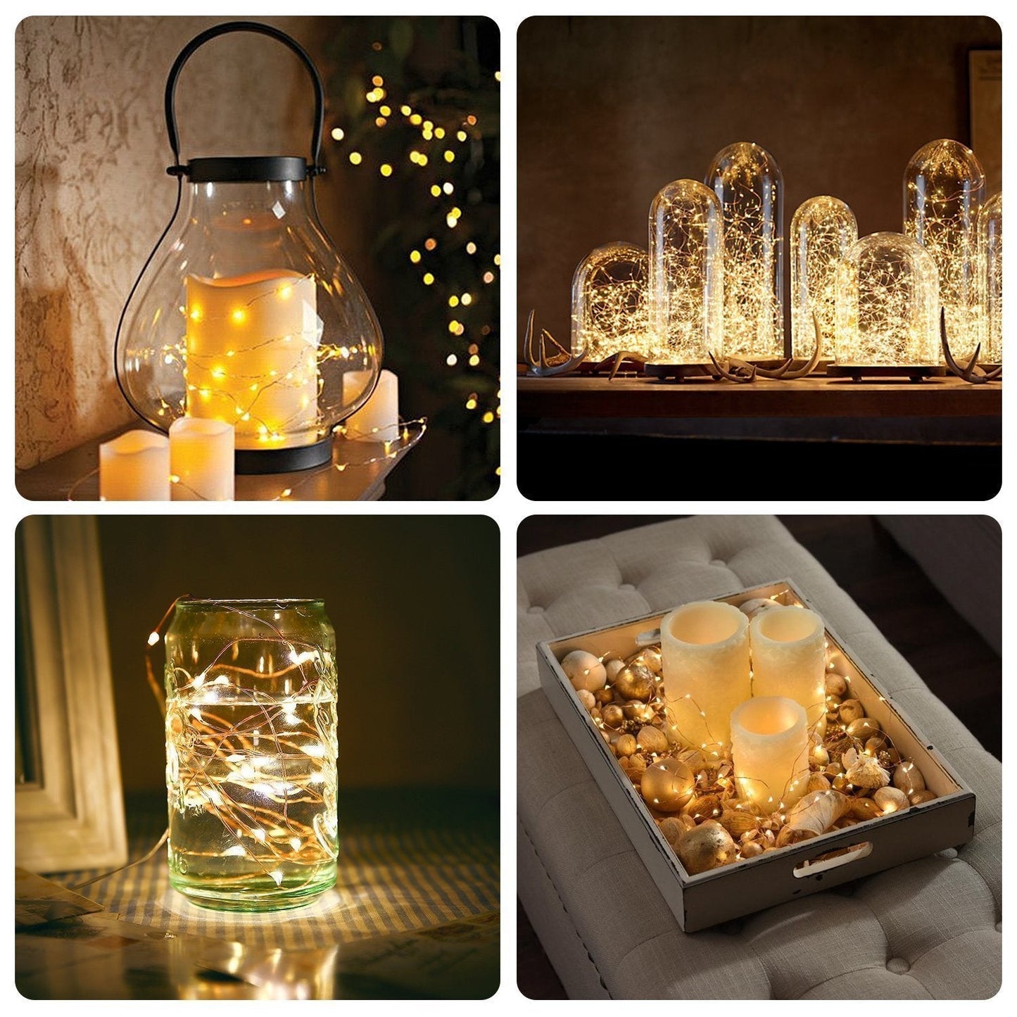 BXROIU Fairy Lights CR2032 Battery Operated,6.6Ft/2Meter 20 LEDs Micro Silver Wire String Lights for Bedroom Christmas Party Wedding Decoration (Warm White, 6 Pack)