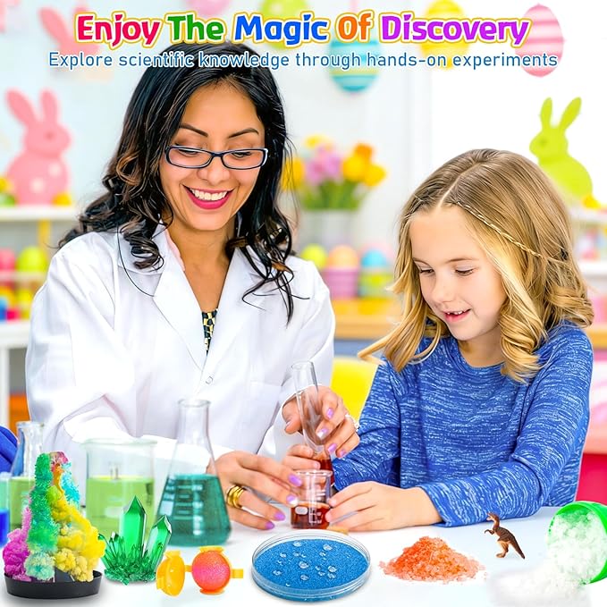 6PCS Prefilled Easter Eggs with Science Experiment Kits for Kids Easter Basket Stuffers, Egg Hunt Prizes and Party Favors, STEM Project Educational Gifts for Girls Boys