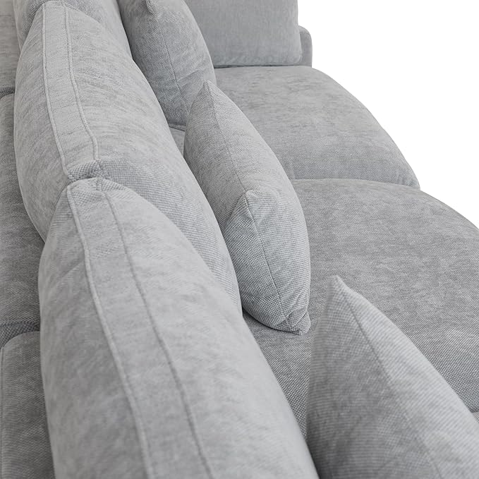 WJShome 120" Cloud Couch Sectional for Living Room, L Shape Down Filled Modular Sectional Sofa Couch,Convertible Couched with Ottoman, Sofa Covers Washable&Replaceable,Gray