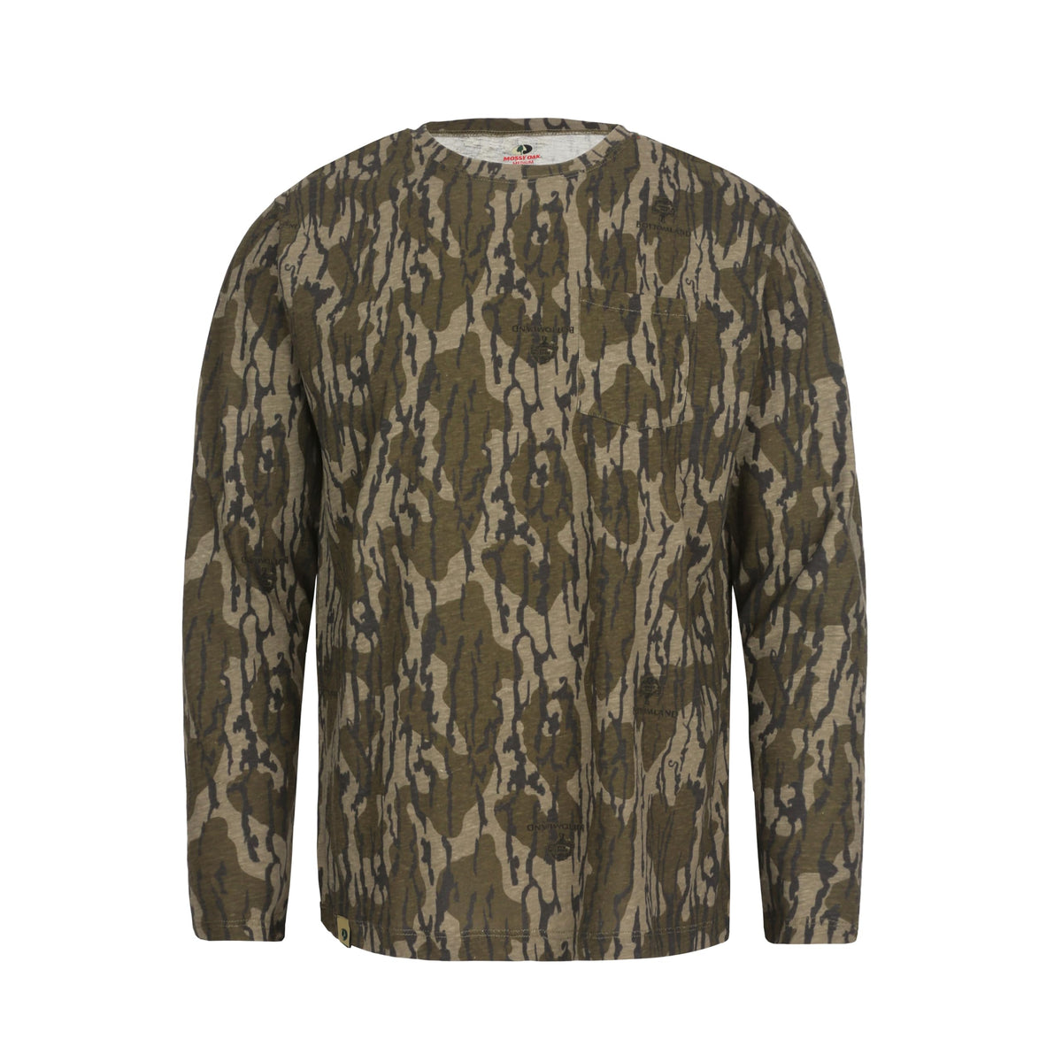 Mossy Oak Youth Long Sleeve Camo Shirt with Pocket | 100% Cotton Crewneck Shirt for Kids | Lightweight & Breathable Hunting Apparel for Boys | Perfect for Hunting, Fishing, Camping & Hiking | Large