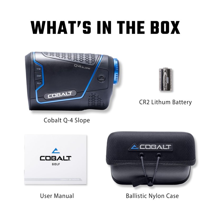 Cobalt Q-4 Slope Golf Rangefinder – Tournament Legal, Precision Laser Technology, 6X Magnification, 1,300-yd Range, HD/ED Optics, Pin & Vibration Lock, Waterproof, Durable, with Premium Case