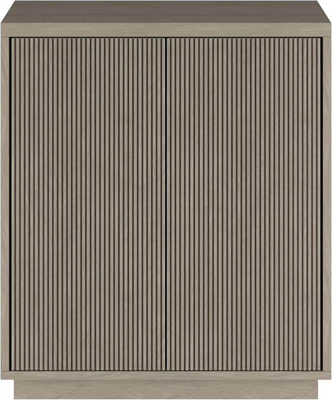 Henn&Hart 28" Fluted Wooden Accent Cabinet, Ribbed Modern Sideboard Buffet Cabinet with 2 Doors and an Adjustable Shelf for Living Room, Dining Room, Bedroom or Entryway, Antiqued Gray Oak
