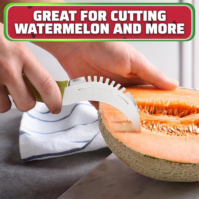 2-in-1 Watermelon Slicer Cutter Tool, Stainless Steel, Cubes & Slices