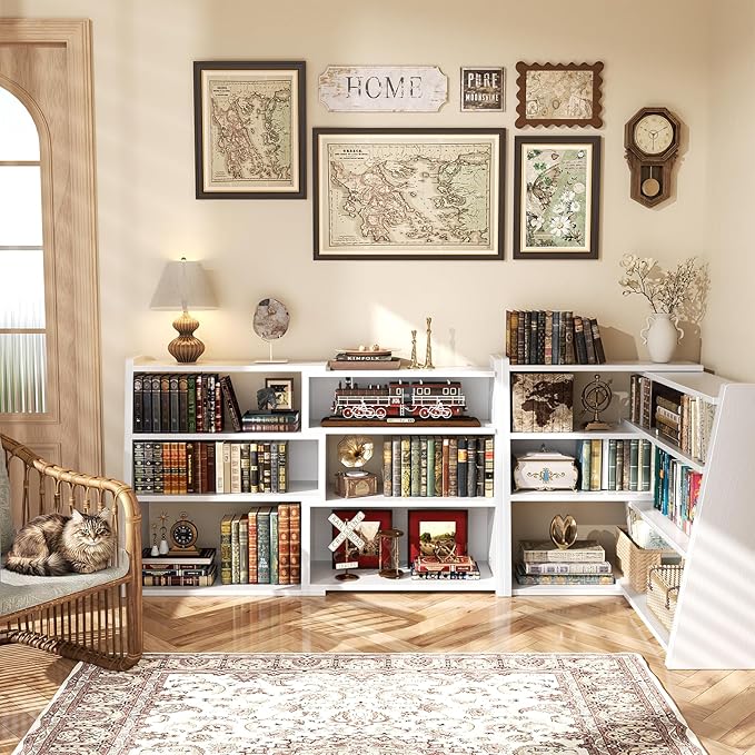 Armocity Book Shelf - Small Expandable Ladder Shelf, Short Corner Bookshelf for Small Spaces, 4 Tier Wood Narrow Bookcase, for Living Room, Bedroom, Entryway, White