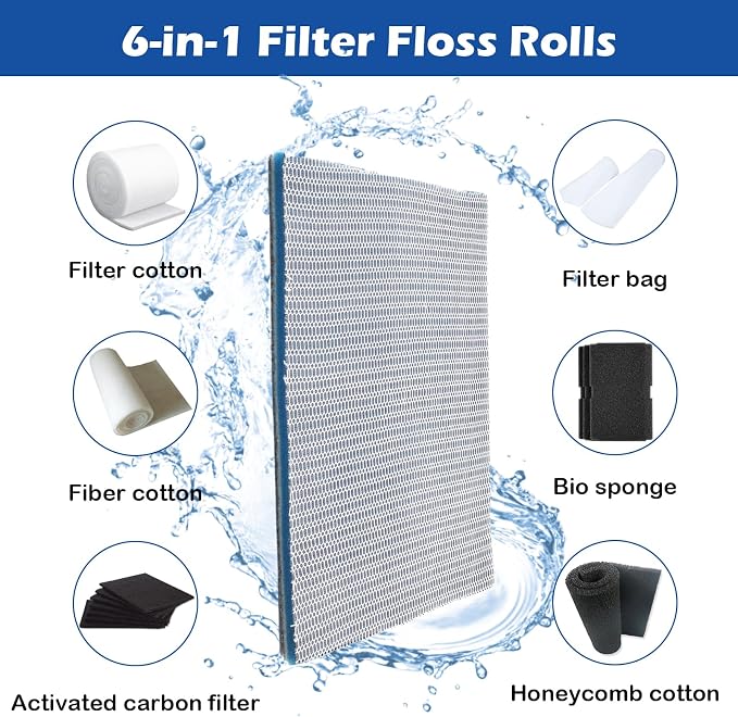 8 Layer Aquarium Filter Media Pad, 15.7 x 11.8 in Washable Cuttable Filters