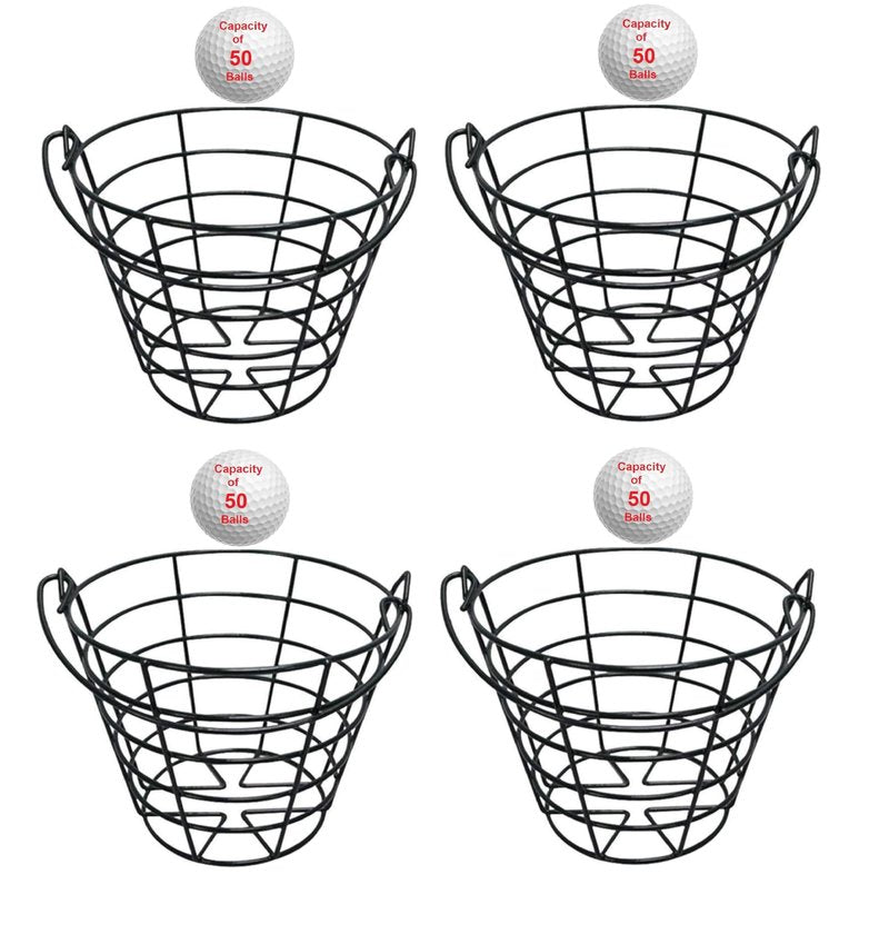 Main Products Metal Range Golf Ball Baskets with Handle, ( 4 Pack ), Golf Ball Storage Bucket, Each Bucket Holds 50 Golf Balls (Golf Balls Not Included).