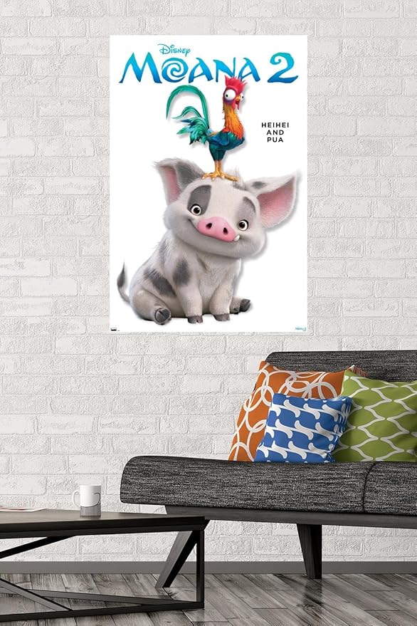 Disney Moana 2 - Heihei and Pua Feature Series Wall Poster, 34L" x 22.4W", Premium Unframed Version