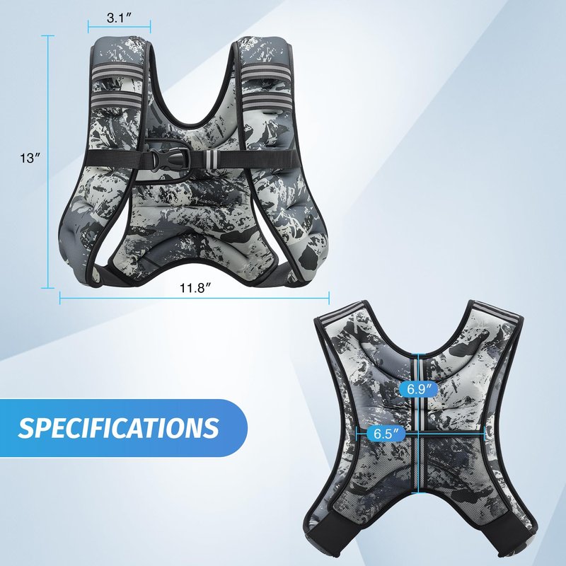 ZELUS Weighted Vest, 6lb/8lb/12lb/16lb/20lb/25lb/30lb Weight Vest for Men Women with Storage Pocket & Reflective Strips for Workout Strength Training Running Muscle Building, Urban Gray Camo (6 lb)
