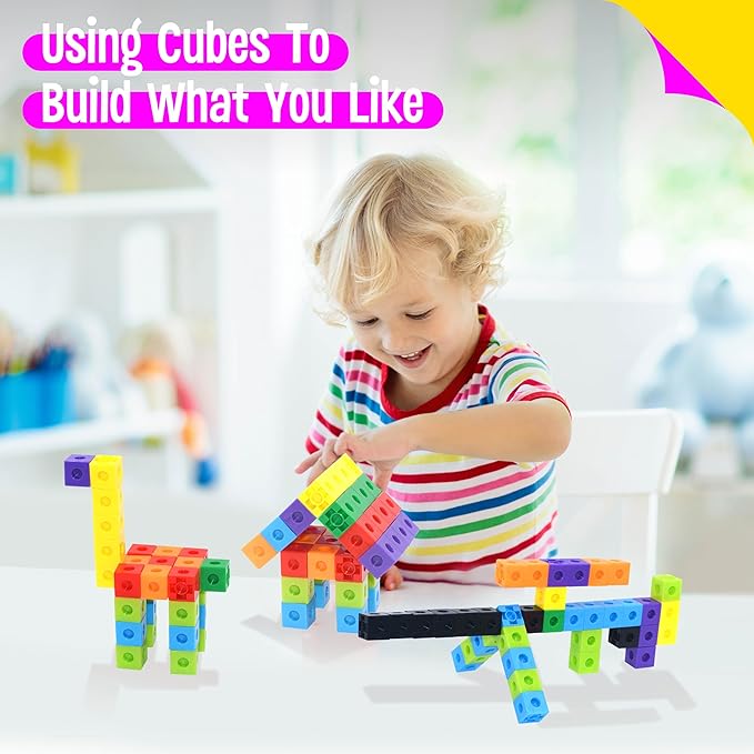 SpriteGru 200PCS Math Linking Cubes, Connecting and Counting Snap Blocks for Early Learning, Educational Toy for Preschool, Kindergarten, Homeschool