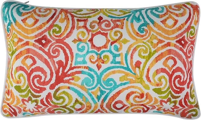 FUNHOME Set of 2 Patio Lumbar Pillows with Insert, 12”x20” Water-Repellent Outdoor Lumbar Pillow, Decorative Garden All Weather Lumbar Cushions for Patio Coach Sofa Use-Corinthian Dapple