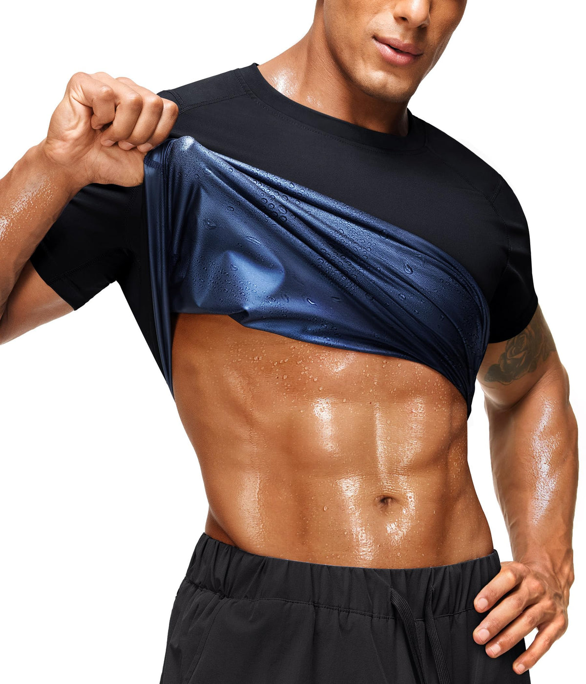 Junlan Sauna Shirt for Men Waist Trainer Vest Gym Top for Running Training