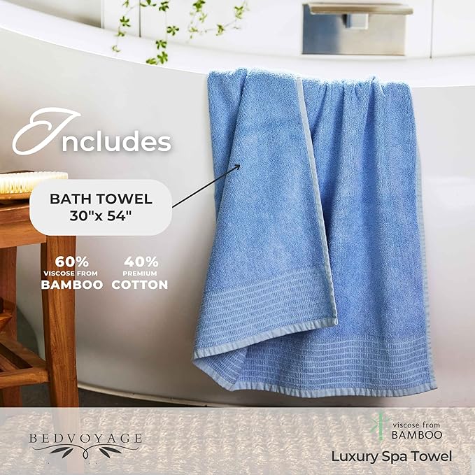 BedVoyage Luxury Bath Towel - Ultra Soft Plush Bathroom Towel - Highly Absorbent Viscose from Bamboo Bath Towels Ultra Soft - Spa Towels for Body - Ocean