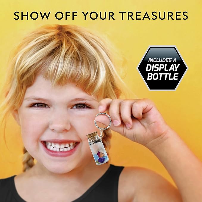 National Geographic Semi-Precious Gemstone Dig Kit for Kids - 15 Real Gems Including Amethyst, Garnet, Opal, Blue Topaz, and More, STEM Rock Collection Activity, Dig Brick, Science Kit for Kids