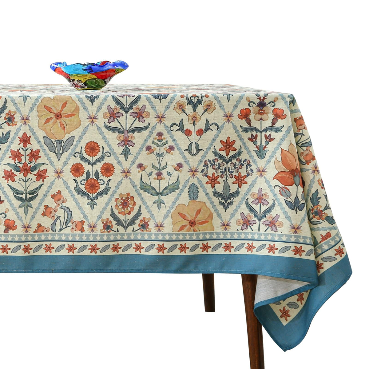 ISAENNE Designer Rectangular Elegant Linen Tablecloth,110"x63"-Grace B