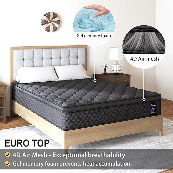King Mattress, 10 Inch Hybrid Mattresses Medium Firm for Back & Lumbar Support, 100 Night Trial, Individual Pocket Spring Mattresses for Motion Isolation & Pressure Relief