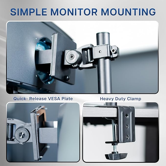 VIVO Single Ultra-Wide Monitor Desk Mount for up to 49 inch Ultrawide Screens, Extra Tall Heavy Duty Adjustable Stand Holds 44 lbs, Black, STAND-V100R