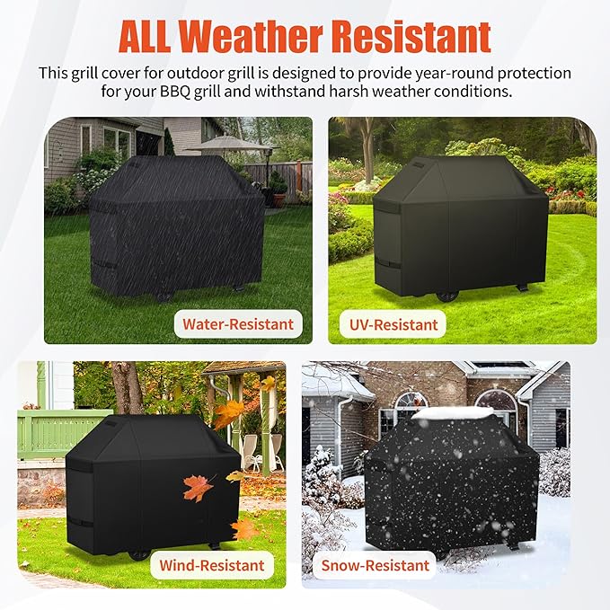 iCOVER Grill Cover 50 inch, BBQ Grill Cover for Outdoor Grill, 600D Heavy Duty Waterproof BBQ Cover, Anti-UV and Rip-Proof Barbecue Cover, Gas Grill Cover for Weber, Char-Broil, Nexgrill, etc