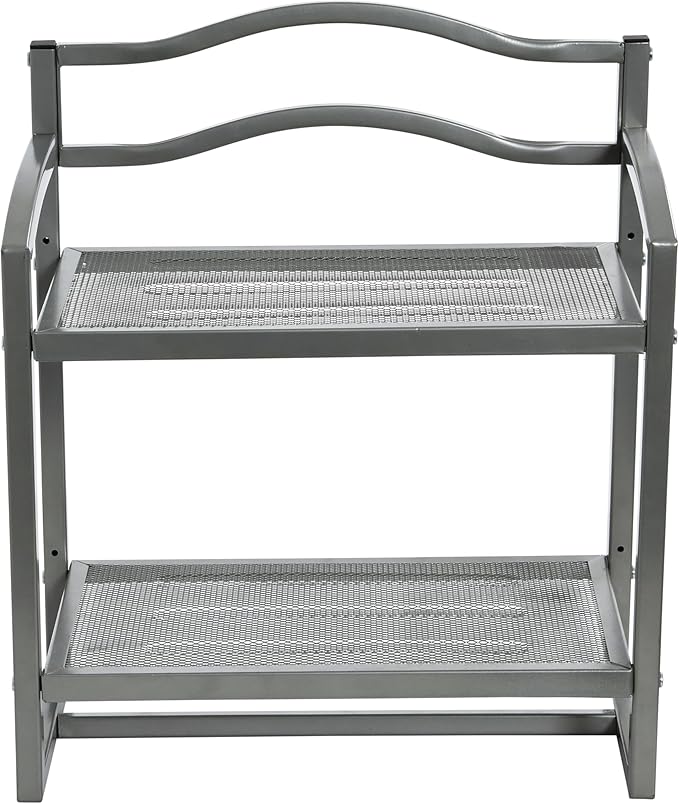 Household Essentials 2-Tier Metal Wall Mount Bathroom Storage Rack, Silver