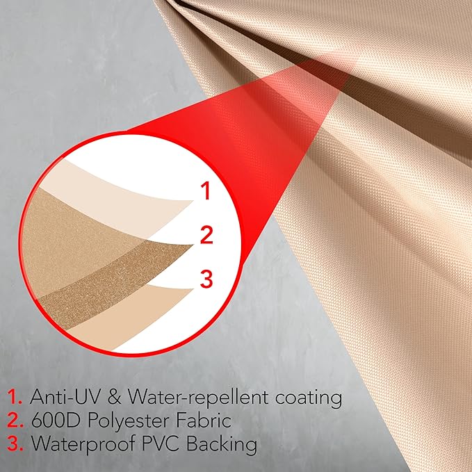 GrillTough Heavy Duty BBQ Grill Cover for Outdoor Grill, 58 Inch – Waterproof, Weather Resistant, UV & Fade Resistant with Adjustable Straps – Gas Grill Cover for Weber, Genesis, Charbroil, etc. Tan