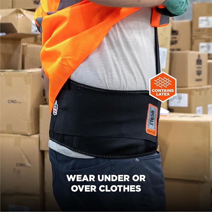 Ergodyne ProFlex 1650 Back Support Belt, 7.5" Elastic, Adjustable, Removeable Straps, Large